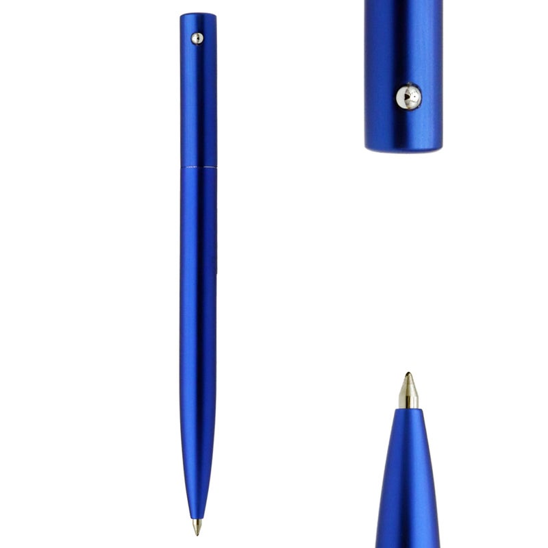 DUNBONG Retractable Metal Gel Pen, 0.5mm Medium Point Ballpoint Pens, Black Gel Ink (Blue) - Image 1